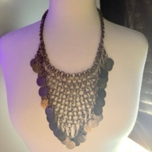 🦋 Chain Mail Necklace with Coins - Priestess Necklace - Belly Dance Jewelry - Picture 2 of 5